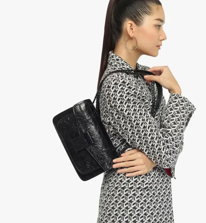Bolso bandolera acolchado Travia en piel arrugada Bolso bandolera acolchado Travia en piel arrugada