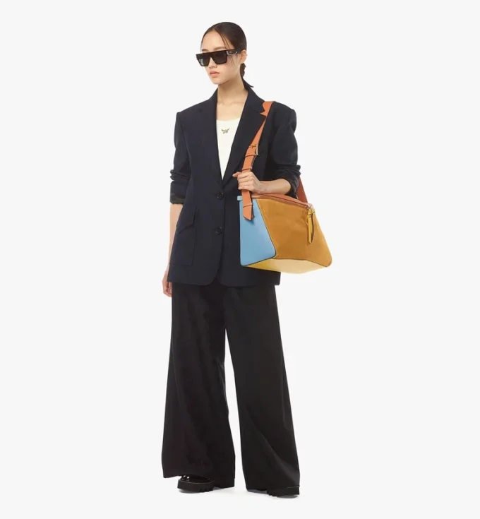 Bolso de hombro Diamant 3D en ante y piel de becerro