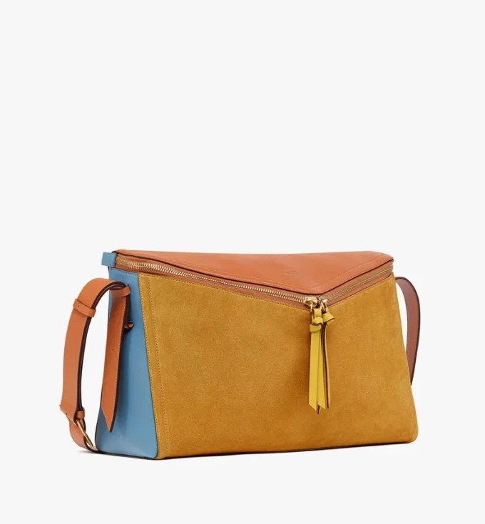 Bolso de hombro Diamant 3D en ante y piel de becerro
