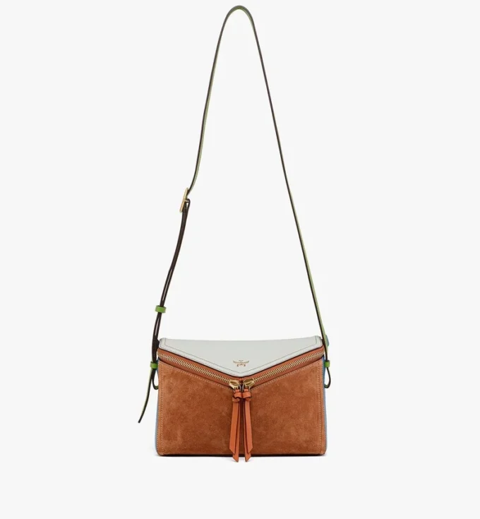 Bolso de hombro Diamant 3D en ante y piel de becerro