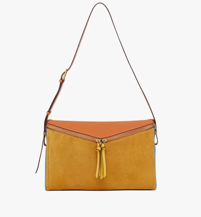 Bolso de hombro Diamant 3D en ante y piel de becerro