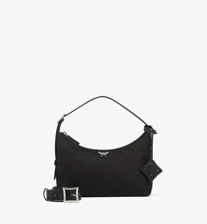 Bolso Hobo Aren de nailon reciclado y piel con estampado Monogram