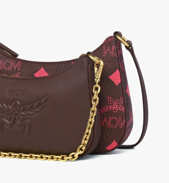 Bolso hobo Aren Duo en Maxi Visetos y piel de becerro