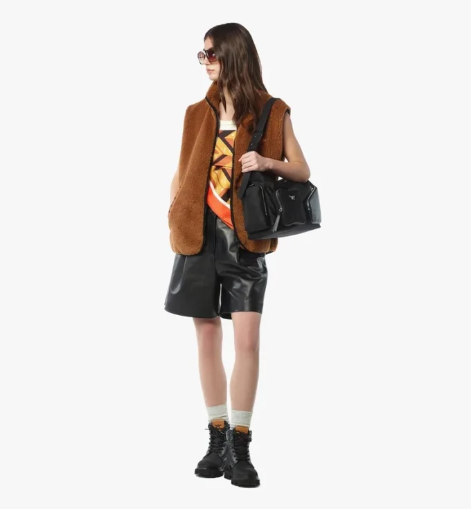 Bolso hobo con cremallera Aren en Econyl® y piel con estampado Monogram