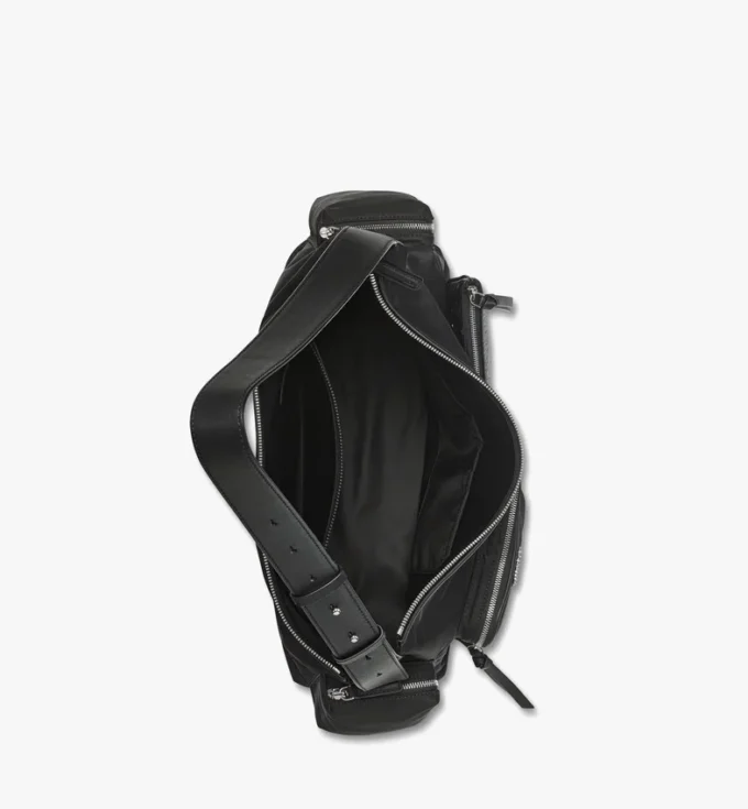 Bolso hobo con cremallera Aren en Econyl® y piel con estampado Monogram