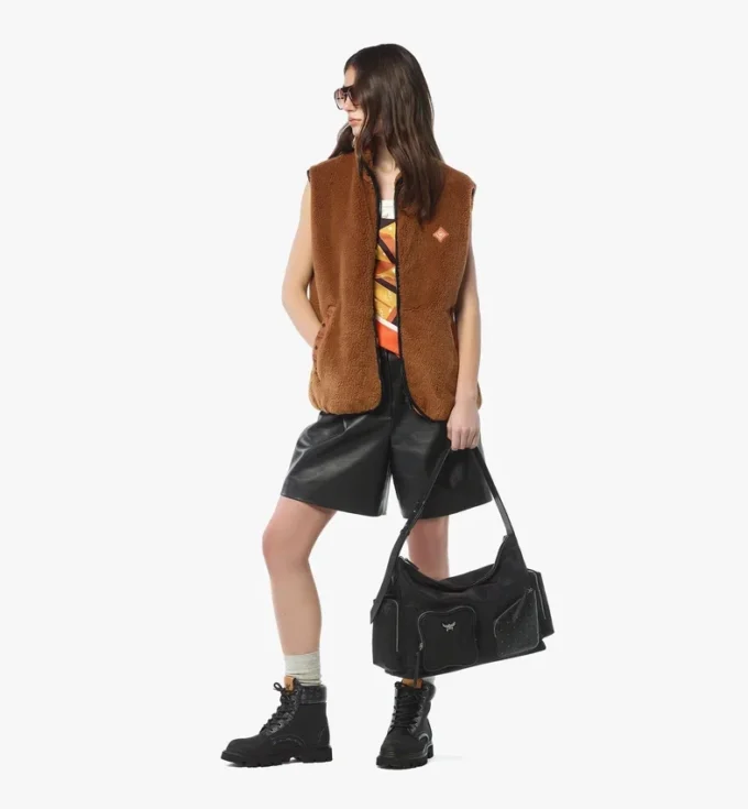 Bolso hobo con cremallera Aren en Econyl® y piel con estampado Monogram