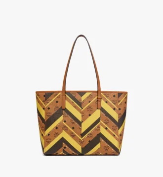 Bolso shopper Toni con cremallera superior y tachuelas en lona Visetos Mega Herringbone