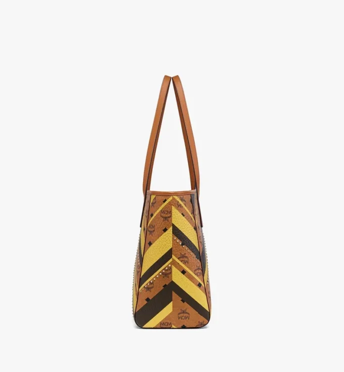 Bolso shopper Toni con cremallera superior y tachuelas en lona Visetos Mega Herringbone Bolso shopper Toni con cremallera superior y tachuelas en lona Visetos Mega Herringbone