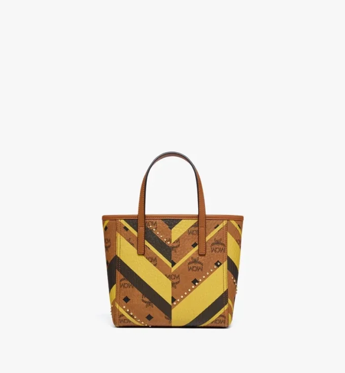 Bolso shopper Toni con cremallera superior y tachuelas en lona Visetos Mega Herringbone Bolso shopper Toni con cremallera superior y tachuelas en lona Visetos Mega Herringbone