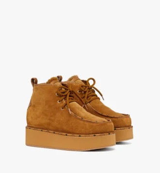 Botas de plataforma en piel de ante de becerro