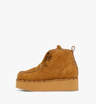 Botas de plataforma en piel de ante de becerro