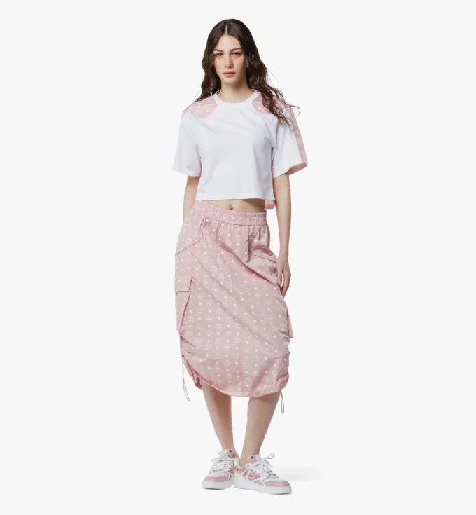Falda midi Monogram de nailon reciclado