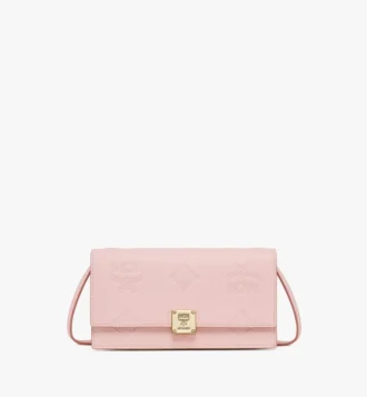 Cartera con cadena Aren en piel con monograma en relieve