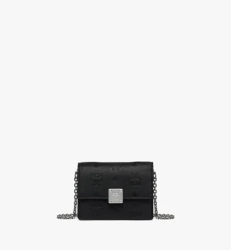 Cartera con cadena Aren en piel con monograma en relieve