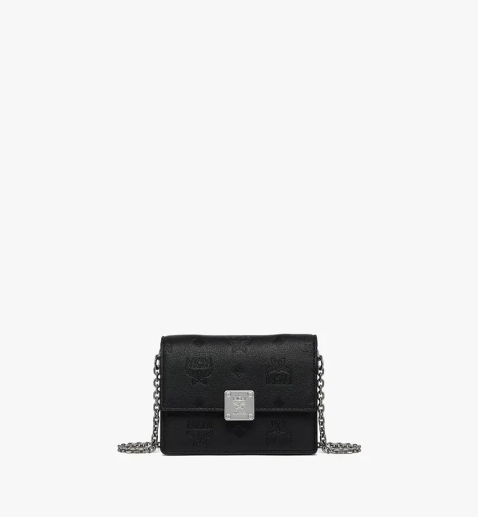 Cartera con cadena Aren en piel con monograma en relieve Cartera con cadena Aren en piel con monograma en relieve