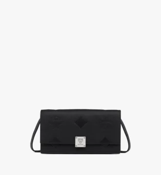 Cartera con cadena Aren en piel con monograma en relieve