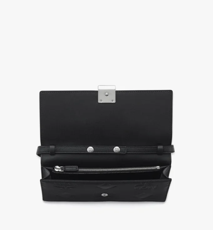 Cartera con cadena Aren en piel con monograma en relieve Cartera con cadena Aren en piel con monograma en relieve
