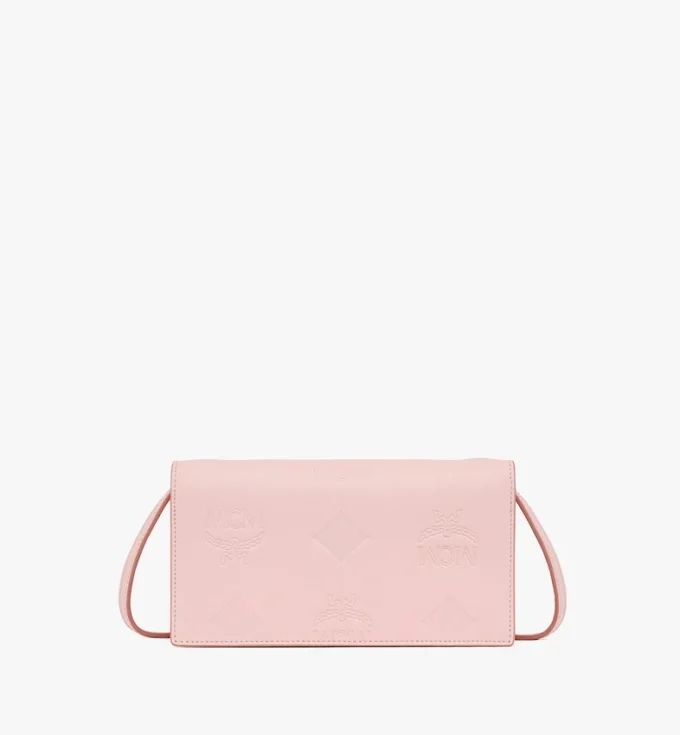 Cartera con cadena Aren en piel con monograma en relieve Cartera con cadena Aren en piel con monograma en relieve