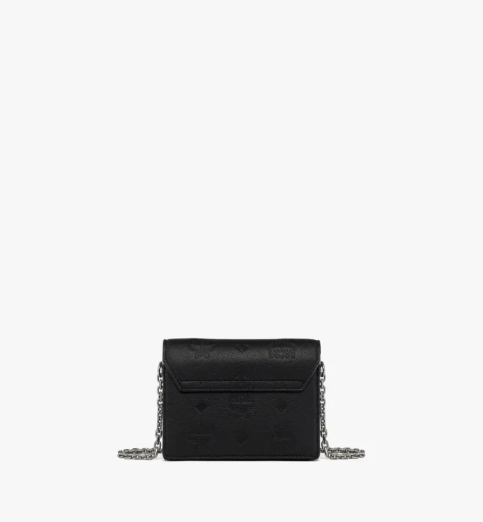 Cartera con cadena Aren en piel con monograma en relieve Cartera con cadena Aren en piel con monograma en relieve
