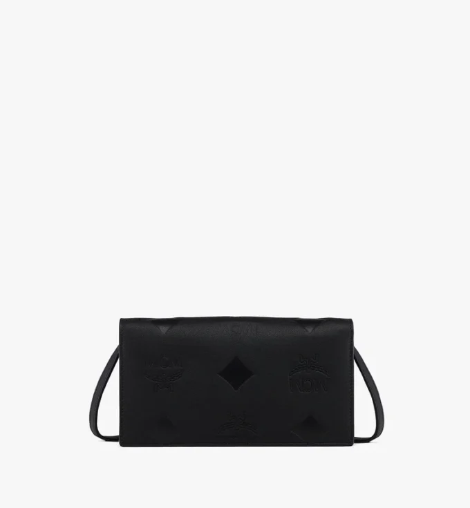 Cartera con cadena Aren en piel con monograma en relieve Cartera con cadena Aren en piel con monograma en relieve