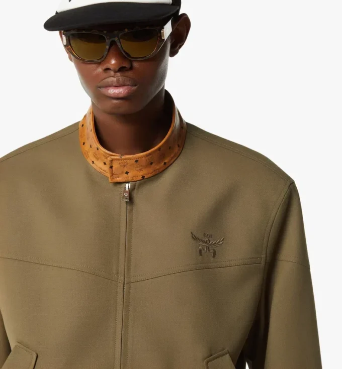 Chaqueta de sarga de lana y piel con estampado Monogram Chaqueta de sarga de lana y piel con estampado Monogram