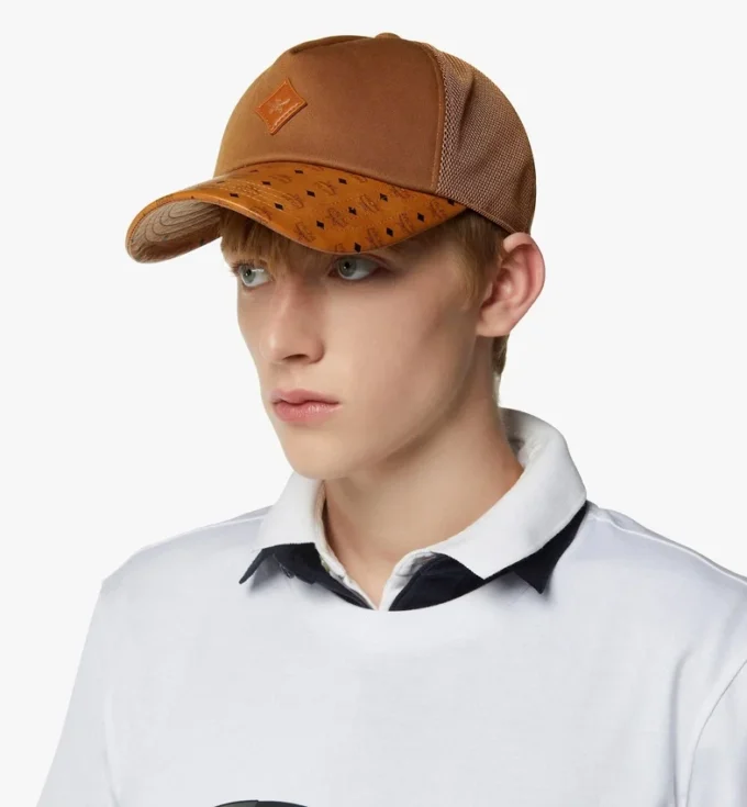 Gorra Diamond de algodón y piel con estampado Monogram