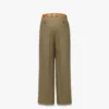 Pantalones de sarga de lana y cuero con estampado Monogram Pantalones de sarga de lana y cuero con estampado Monogram