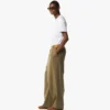 Pantalones de sarga de lana y cuero con estampado Monogram Pantalones de sarga de lana y cuero con estampado Monogram